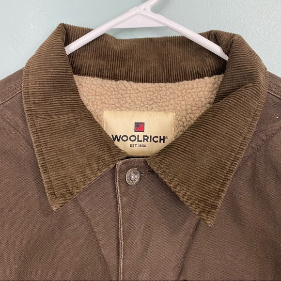 Woolrich Barn Sherpa Lined Jacket Corduroy Collar Sz L - Picture 3 of 11